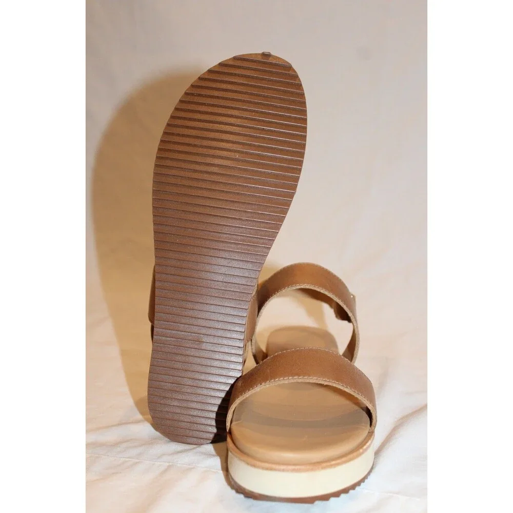ANTHROPOLOGIE NISOLO GO-TO‎ FLATFORM PLATFORM LEATHER SANDALS SHOES ALMOND